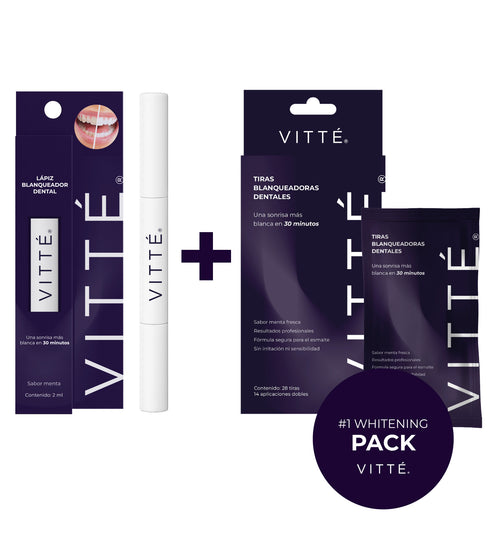 Kit blanqueamiento dental VITTÉ con tiras y lápiz blanqueador